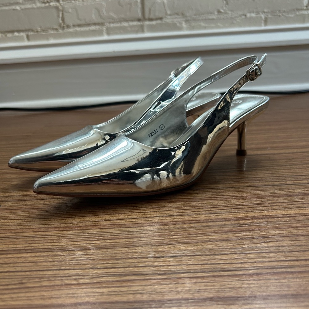 Silver Slingback Heels